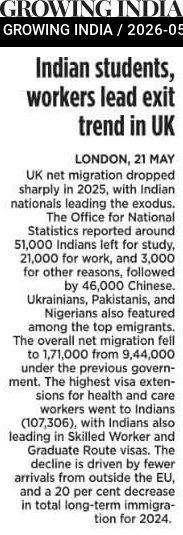 Indian students, workers lead exit trend in UK