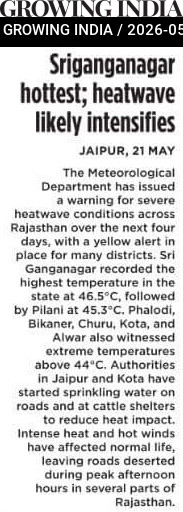 Sriganganagar hottest; heatwave likely intensifies