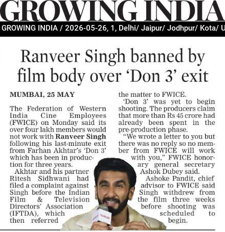 Ranveer Singh banned by film body over ‘Don 3’ exit