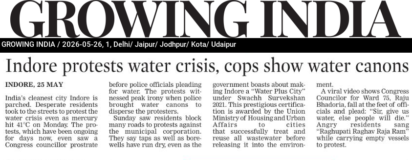 Indore protests water crisis, cops show water canons